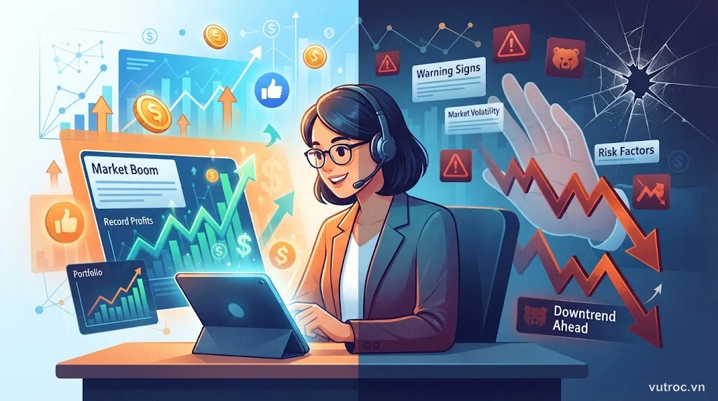 Minh họa trừu tượng về confirmation bias trong quyết định tài chính