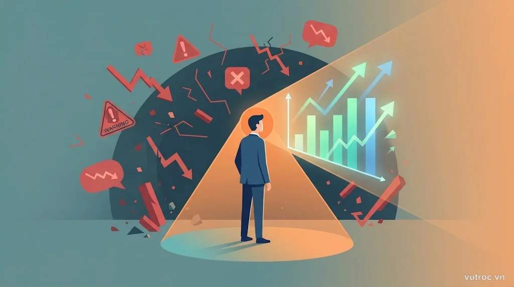 Minh họa confirmation bias — người chỉ nhìn thông tin họ muốn thấy, bỏ qua dữ liệu khác
